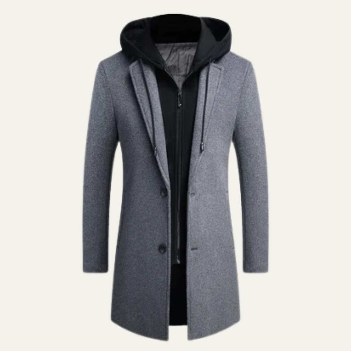 Men’s Hooded Mid Length Tailored Coat