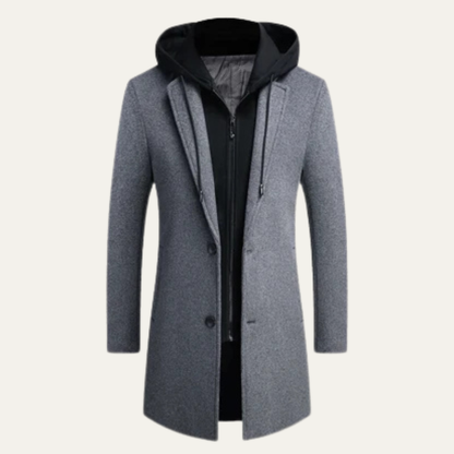 Men’s Hooded Mid Length Tailored Coat