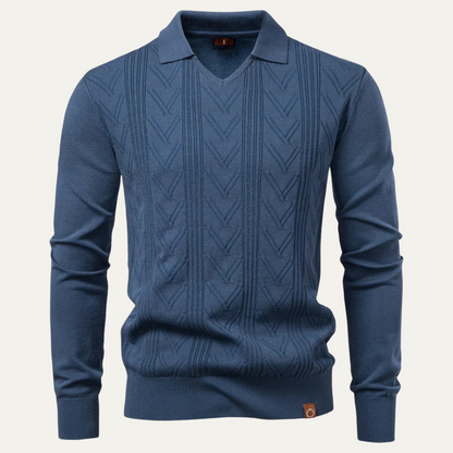 The Pembroke Men's Slim Fit V Neck Polo Knitted Jumper
