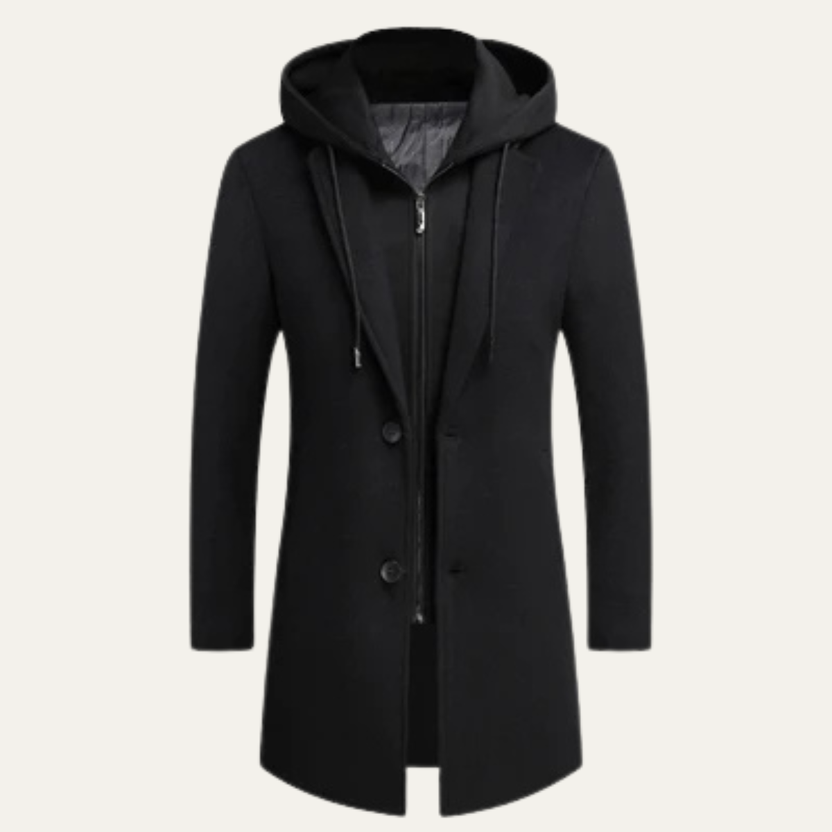 Men’s Hooded Mid Length Tailored Coat