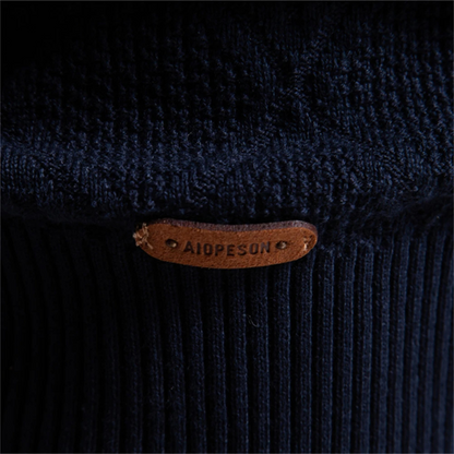 The Hebrides Men's Casual Diamond Pattern KnitPolo Jumper