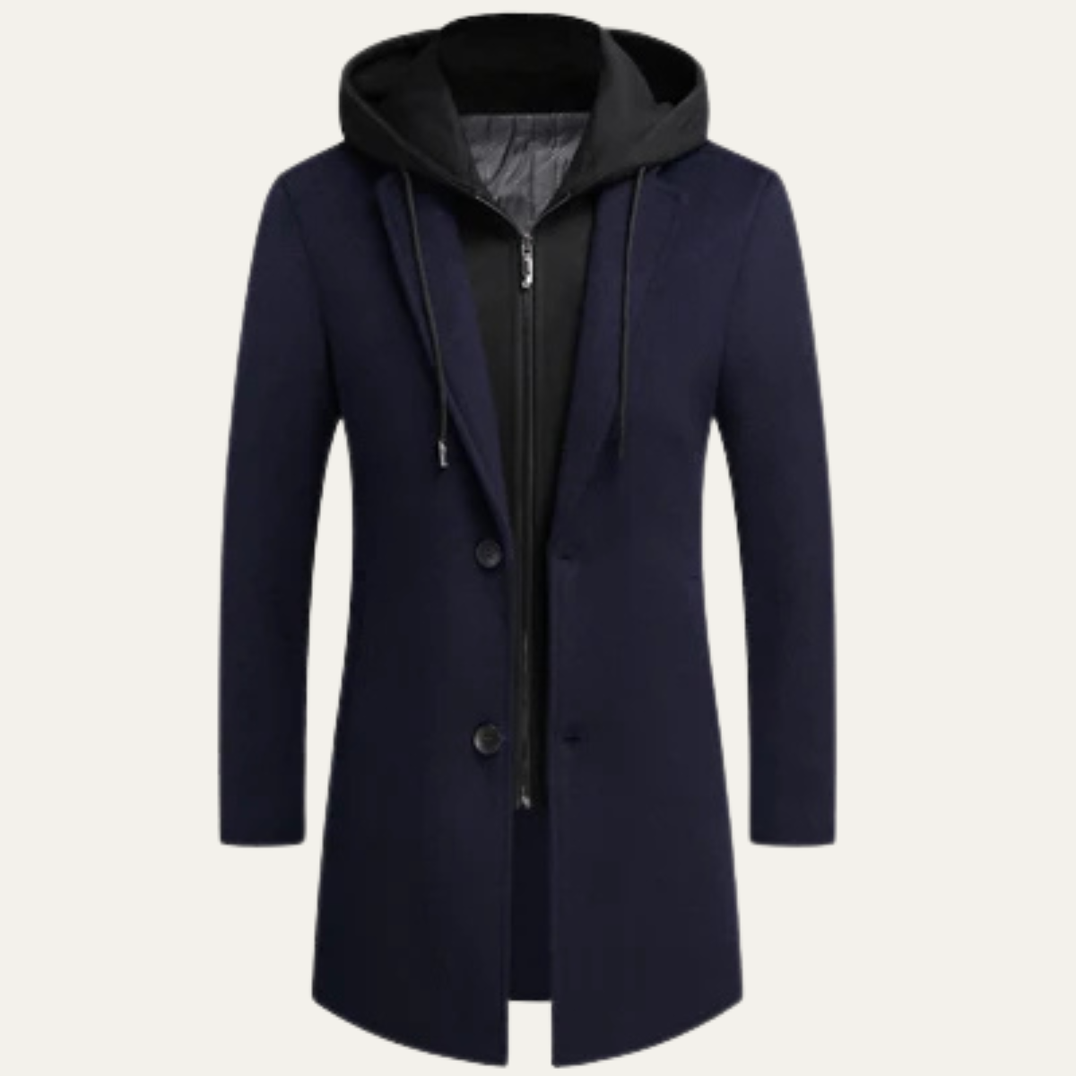 Men’s Hooded Mid Length Tailored Coat