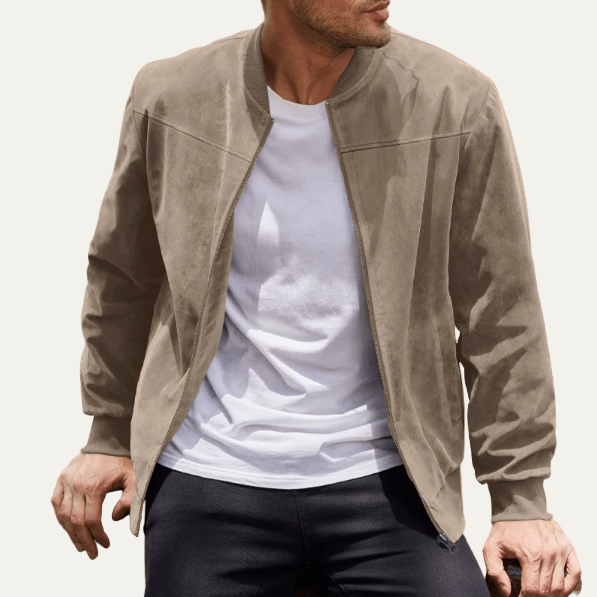 Men’s Suede Look Bomber Jacket