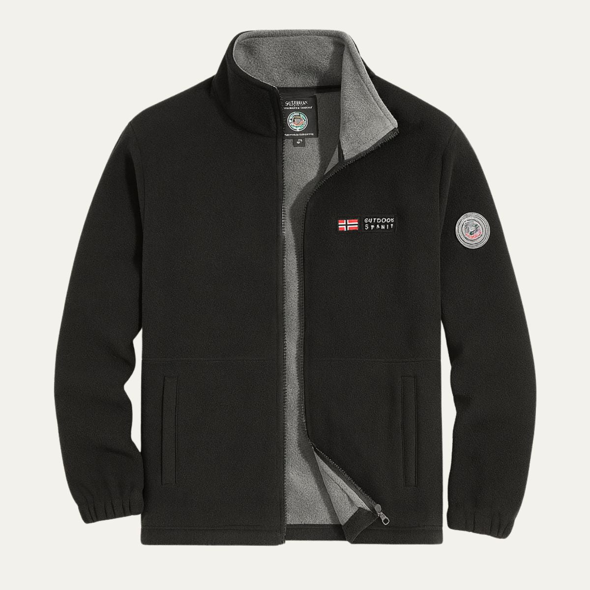 Men’s Textured Fleece High Collar Zip Jacket
