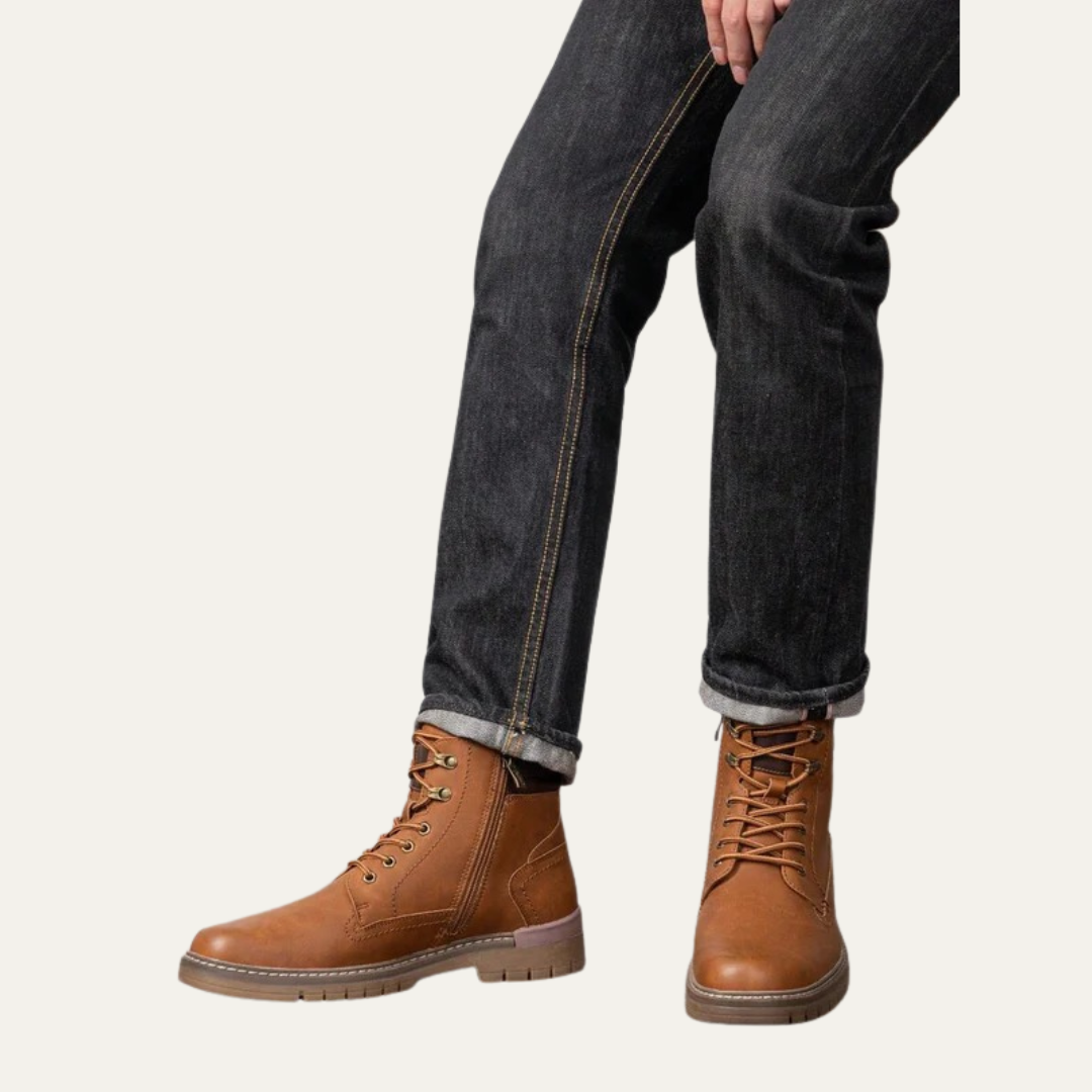 Men’s Military Style Lace Up Combat Boots with Lug Sole