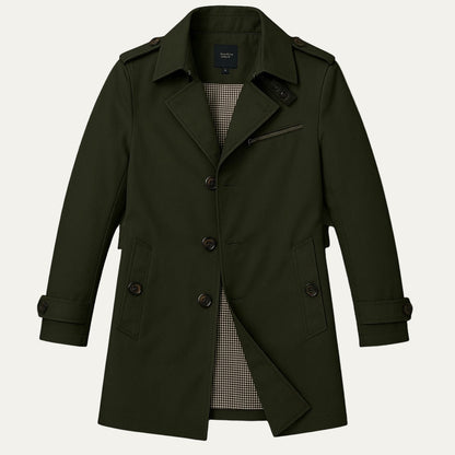 Men’s Single Breasted Mid Length Trench Coat