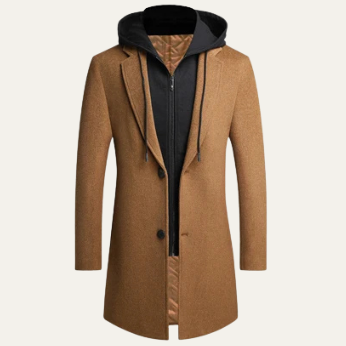 Men’s Hooded Mid Length Tailored Coat