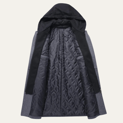 Men’s Hooded Mid Length Tailored Coat