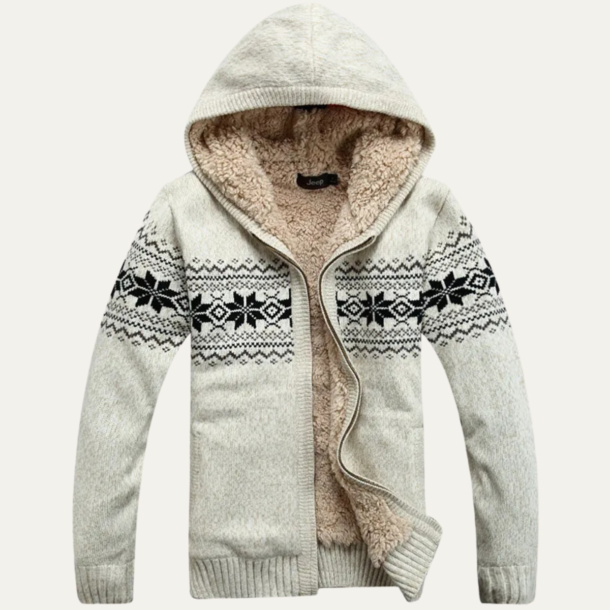 Men’s Nordic Hooded Sherpa Lined Zip Cardigan