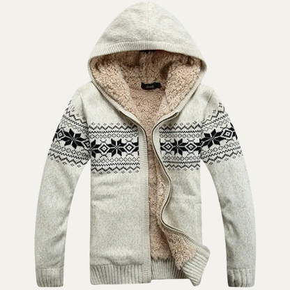 Men’s Nordic Hooded Sherpa Lined Zip Cardigan