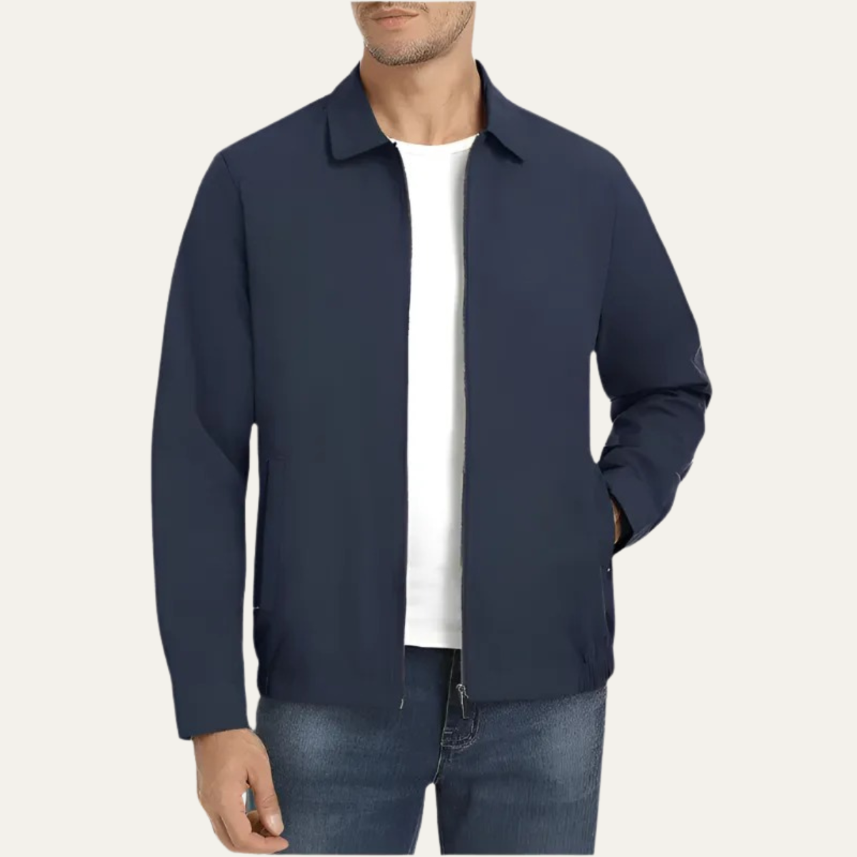 Men’s Minimalist Zip Front Harrington Jacket