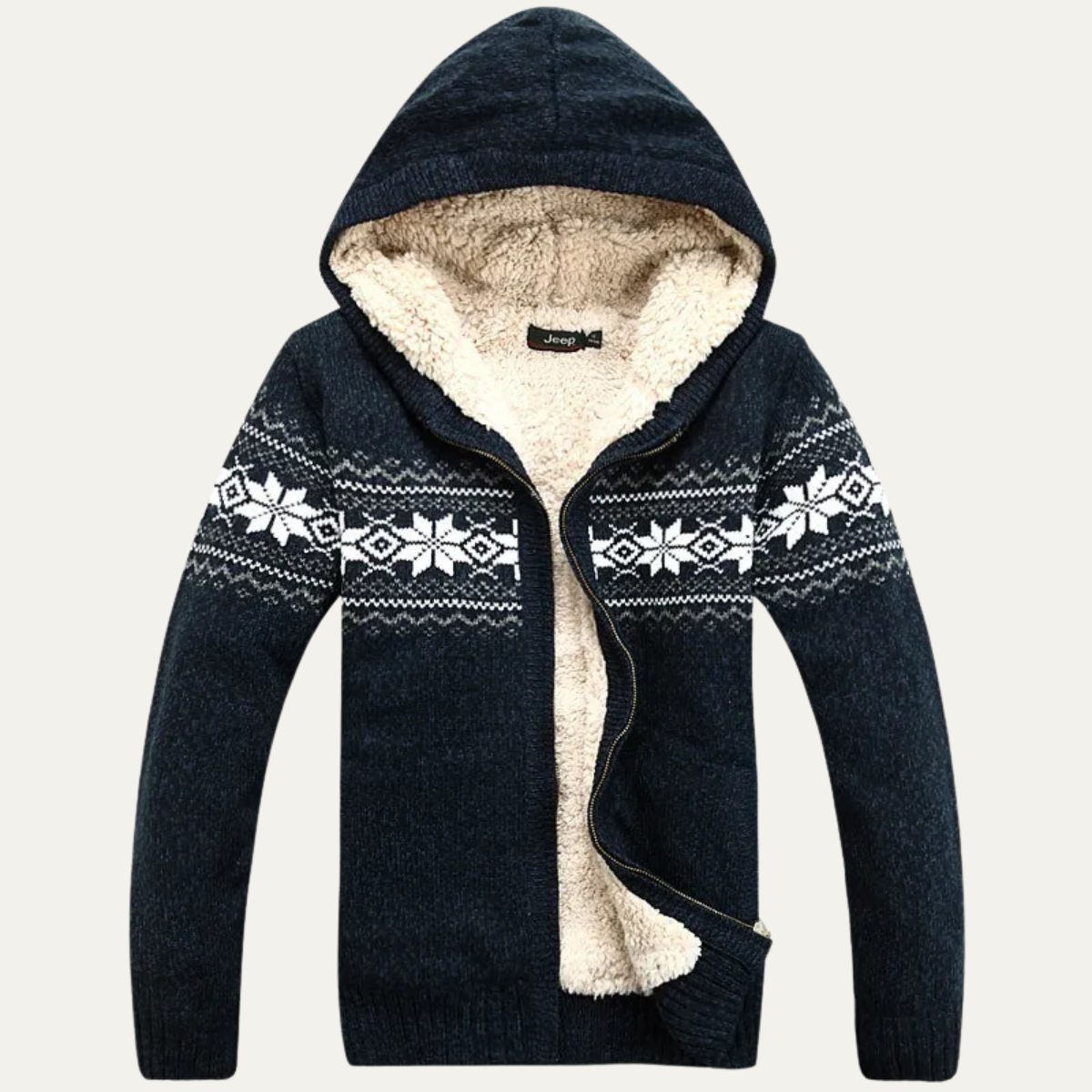 Men’s Nordic Hooded Sherpa Lined Zip Cardigan