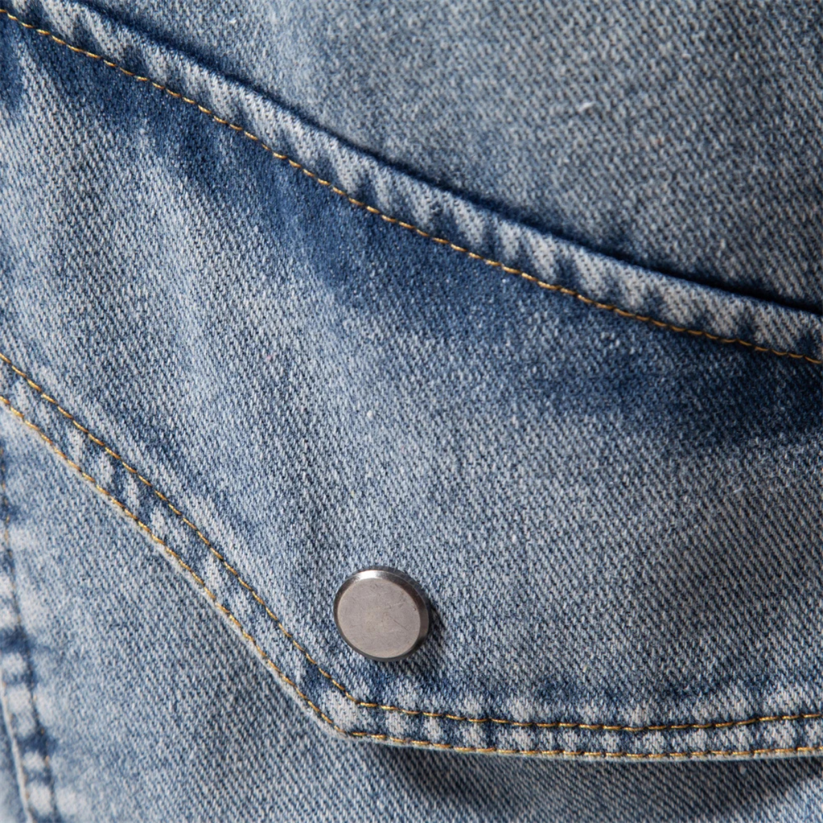 Men’s Washed Denim Bomber Jacket with Faux Fur Collar