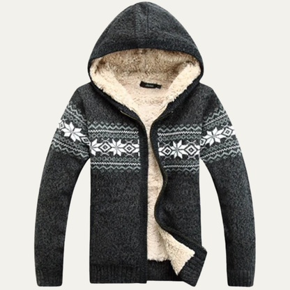 Men’s Nordic Hooded Sherpa Lined Zip Cardigan