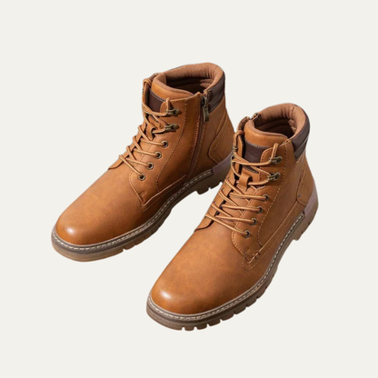 Men’s Military Style Lace Up Combat Boots with Lug Sole