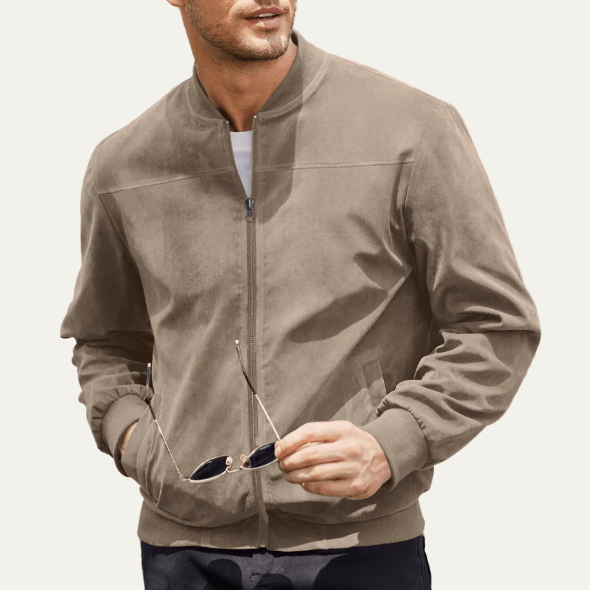 Men’s Suede Look Bomber Jacket