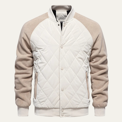 The Aberdeen Men’s Warm Casual Quilted Bomber Jacket with Ribbed Cuffs