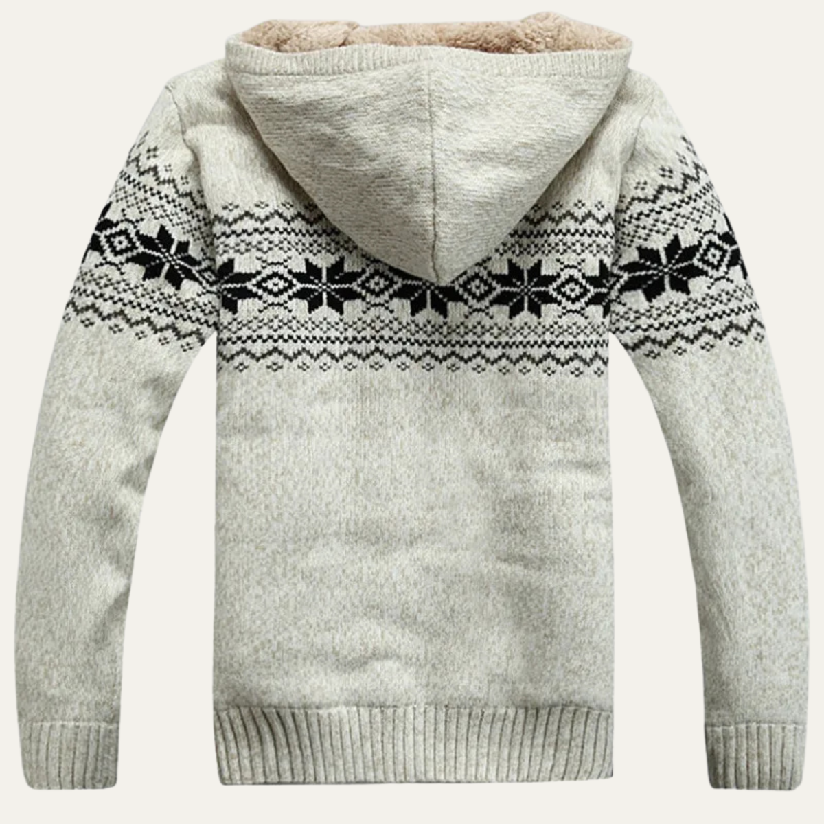 The Casamicciola Men’s Fleece Lined Hooded Cardigan with Nordic Pattern