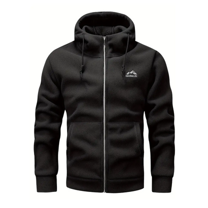 Men's fleece jacket with hood & zip – Sören