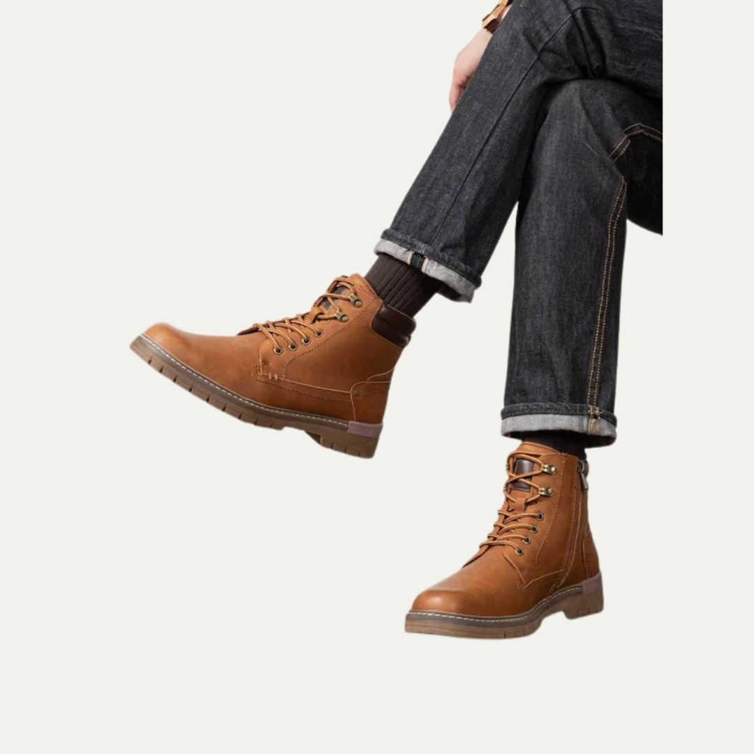 Men’s Military Style Lace Up Combat Boots with Lug Sole