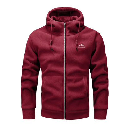 Men's fleece jacket with hood & zip – Sören