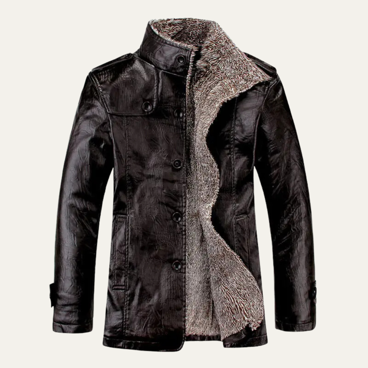 The Otranto Men’s Vintage Fleece Lined Leather Winter Jacket