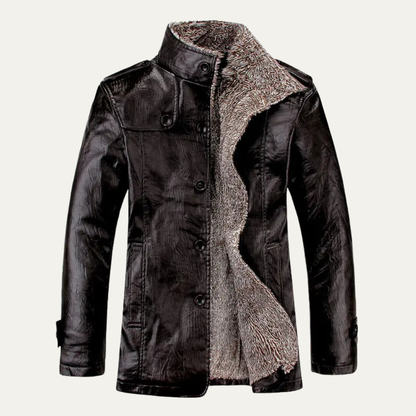 The Otranto Men’s Vintage Fleece Lined Leather Winter Jacket