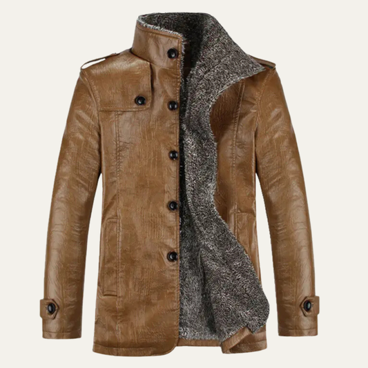 The Otranto Men’s Vintage Fleece Lined Leather Winter Jacket