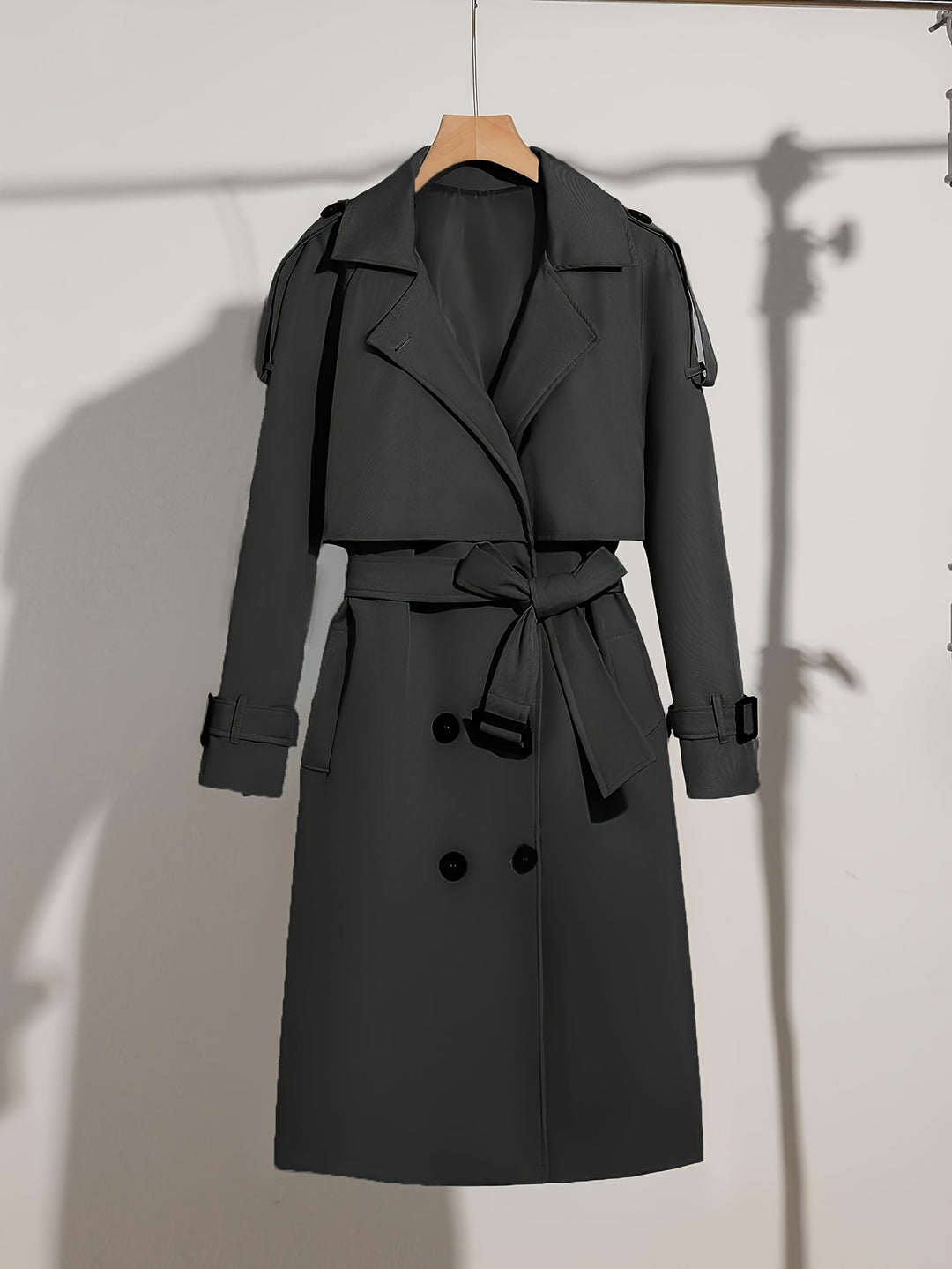 Classic Waterproof Trench Coat with Belted Waist