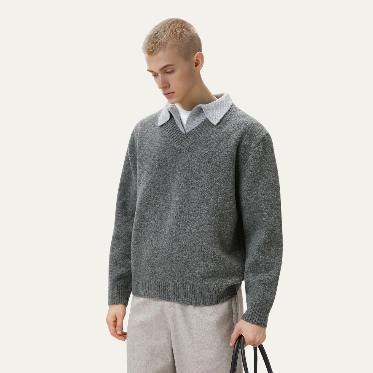 The Porto Cesareo Men’s Casual Loose Fit Polo Collar Knit Jumper