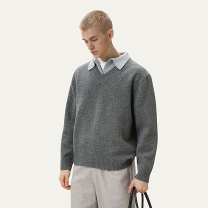 The Porto Cesareo Men’s Casual Loose Fit Polo Collar Knit Jumper