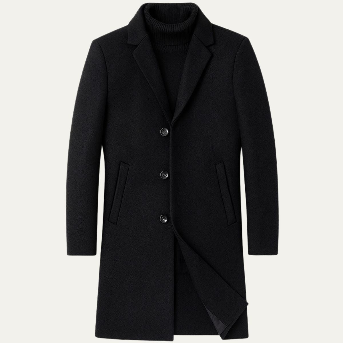 Men’s Single Breasted Wool Coat with Stand Collar