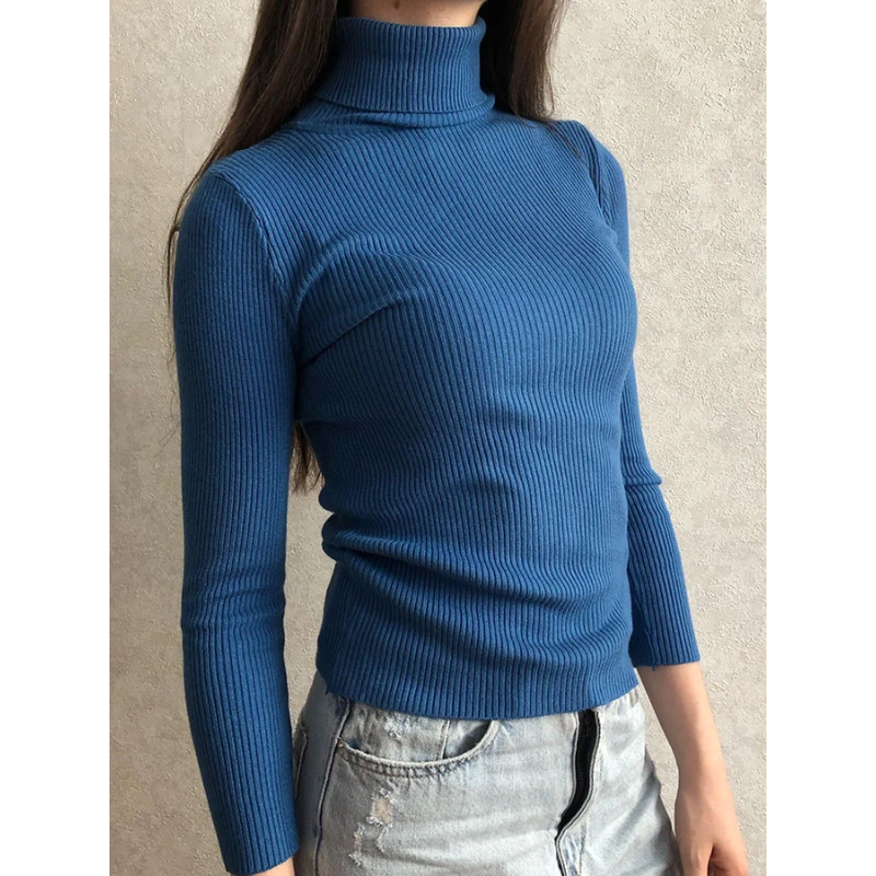 Women's Fitted Crew Neck Knit Sweater