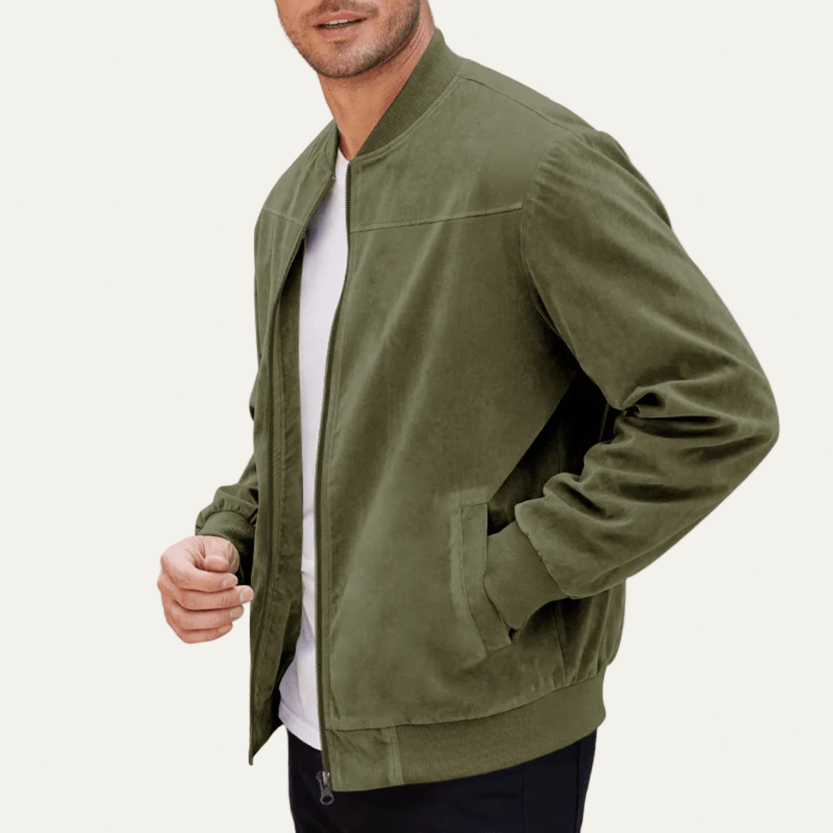 Men’s Suede Look Bomber Jacket