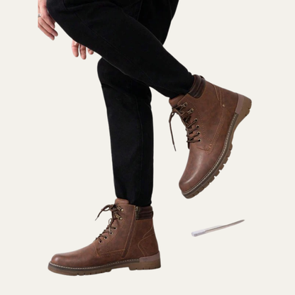 Men’s Military Style Lace Up Combat Boots with Lug Sole
