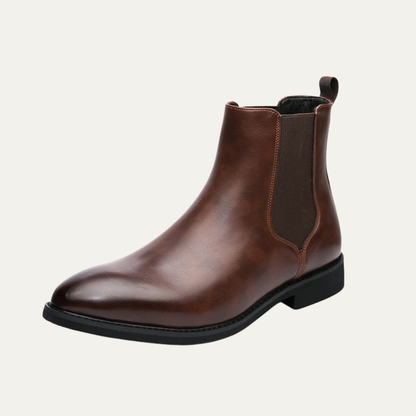The Manduria Men’s Elegamt Polished Classic Leather Ankle Dress Boots