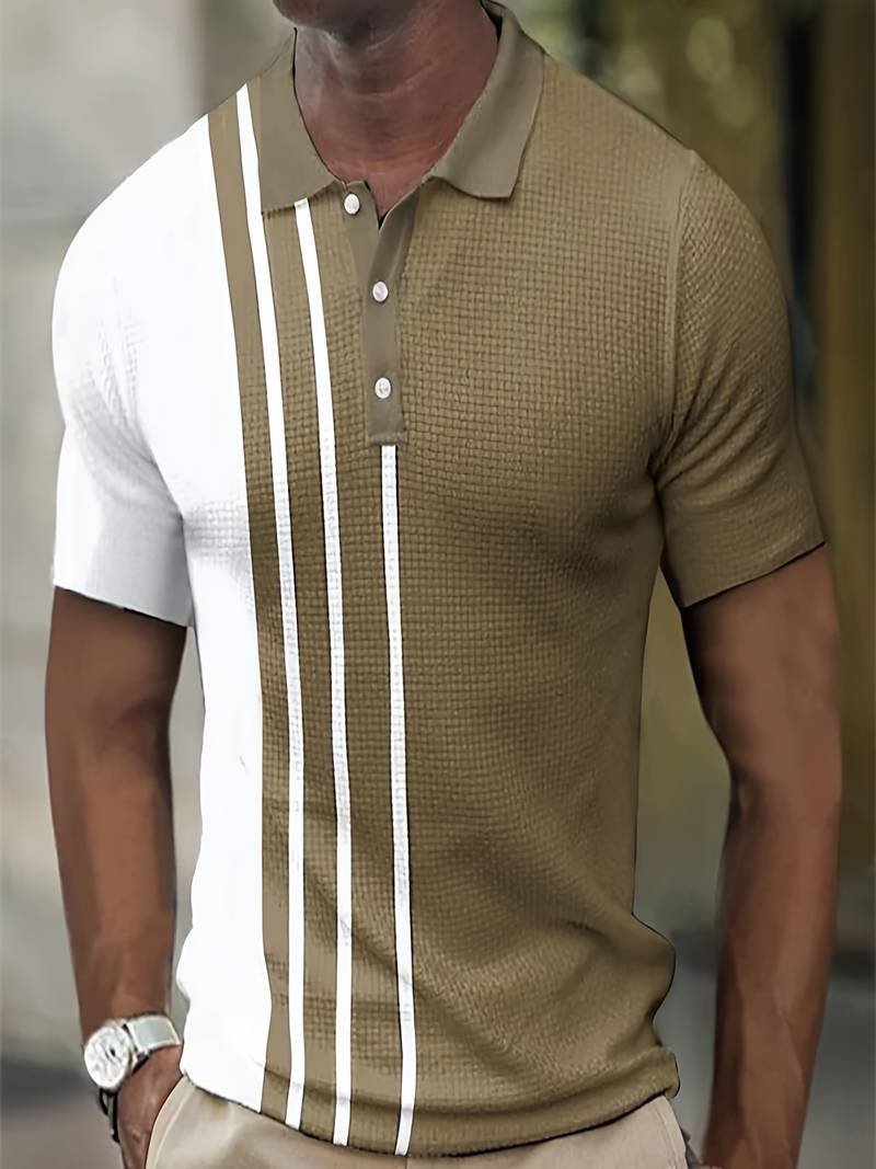 Noah Colorblocked Waffle and Stripe Shirt