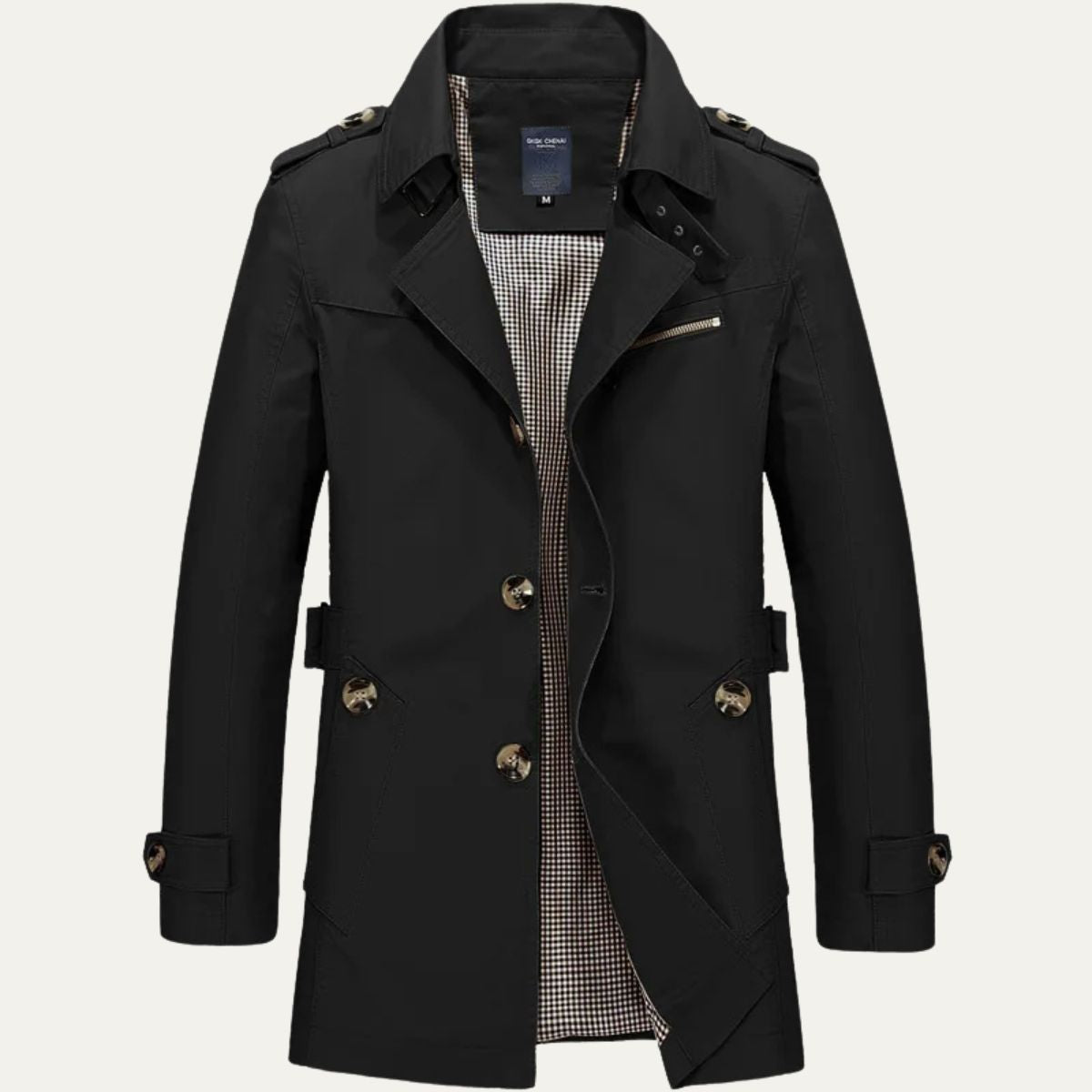 Men’s Single Breasted Mid Length Trench Coat