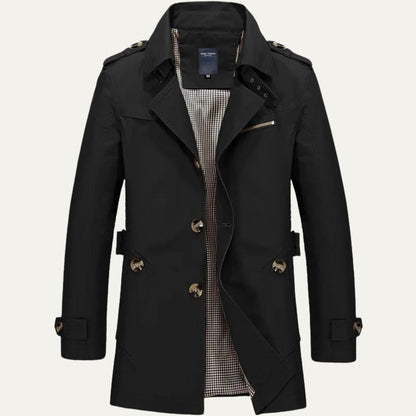 Men’s Single Breasted Mid Length Trench Coat