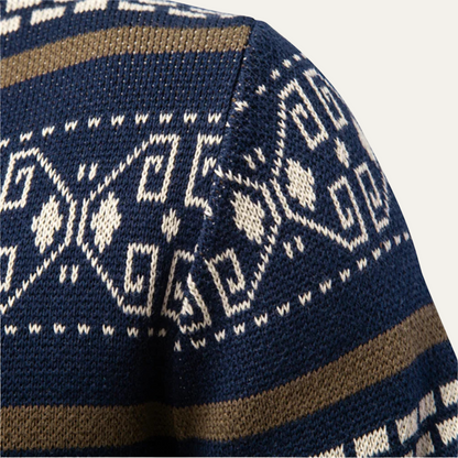 The Chepstow Men's Patterned Knit Zip Up Winter Cardigan