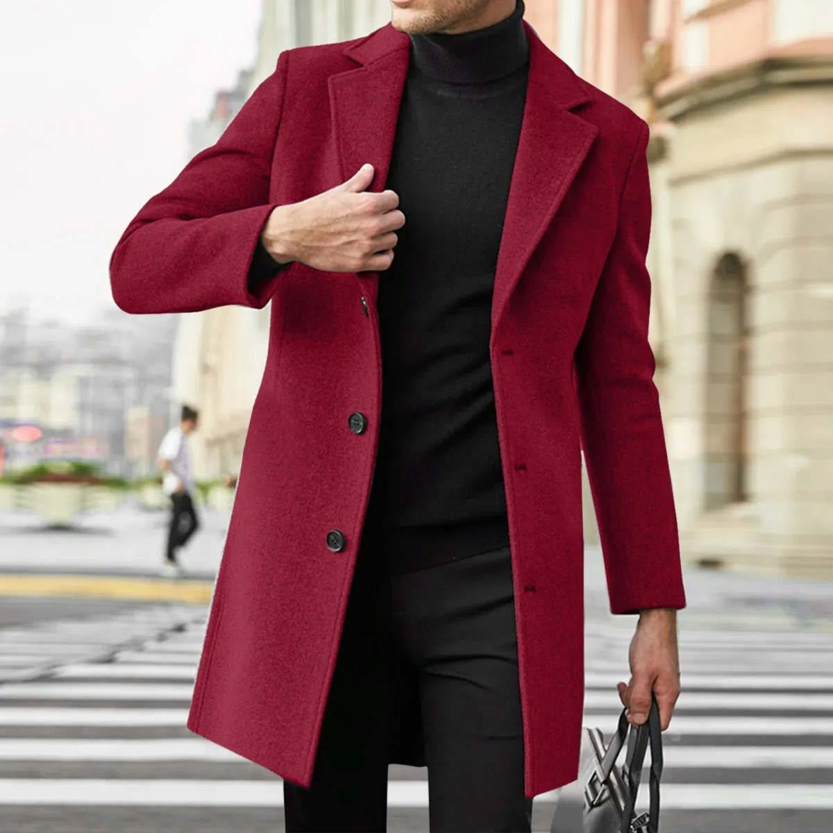 The San Candido Men’s Winter Wool Blend Slim Fit Overcoat