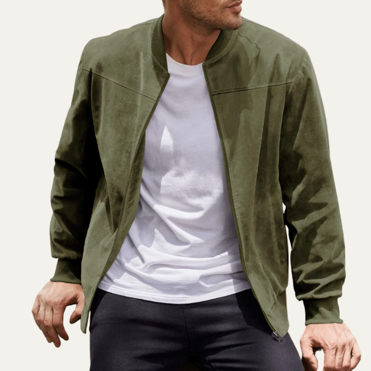 Men’s Suede Look Bomber Jacket