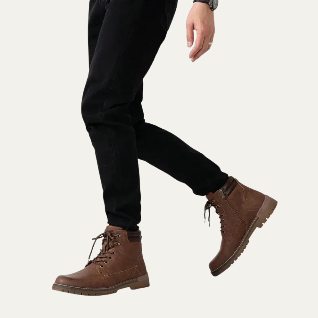 Men’s Military Style Lace Up Combat Boots with Lug Sole