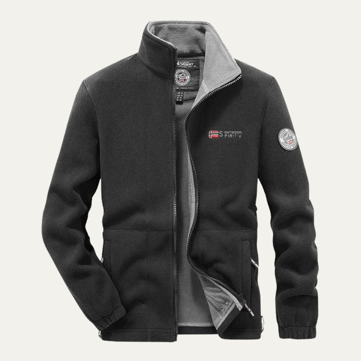 Men’s Textured Fleece High Collar Zip Jacket