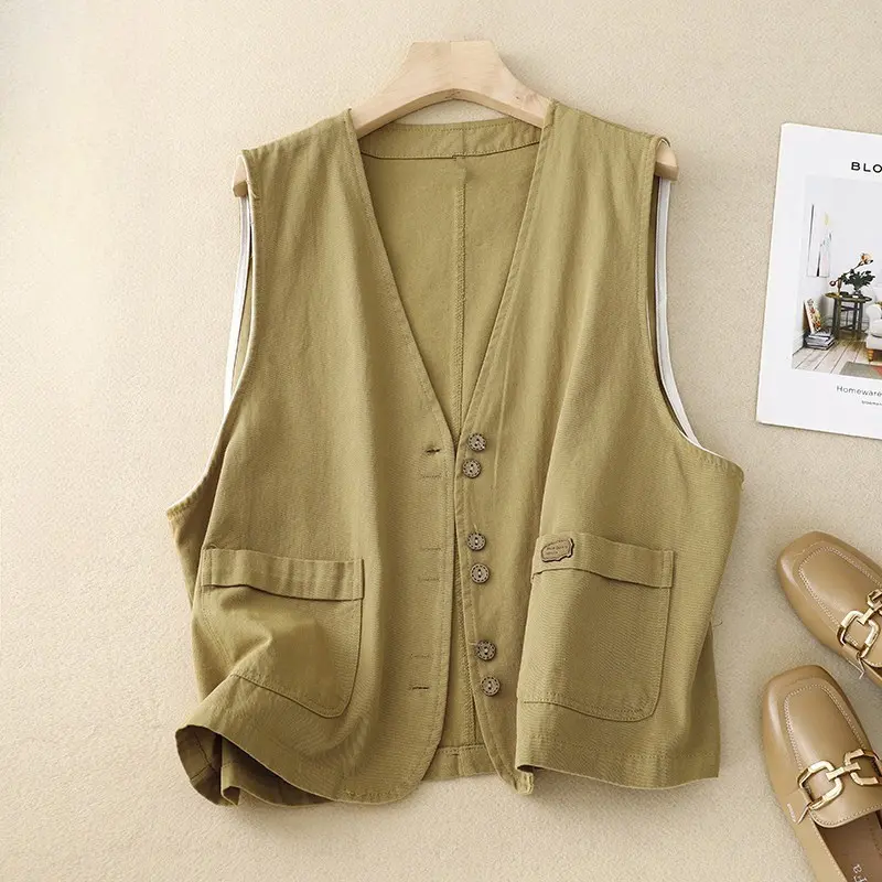 Lightweight Cotton-Linen Button Vest | Relaxed Layering Essential