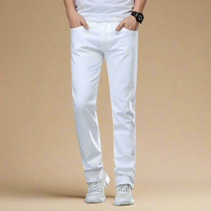 Men's Casual White Summer Jeans - Regular Fit