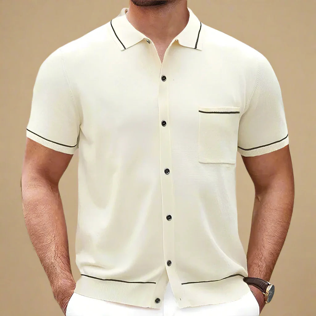 Men's Casual Knitted Short Sleeve Shirt For Summer