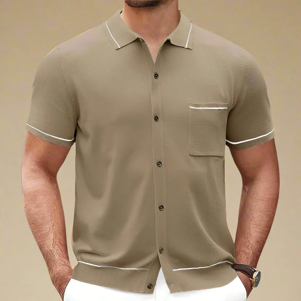 Men's Casual Knitted Short Sleeve Shirt For Summer