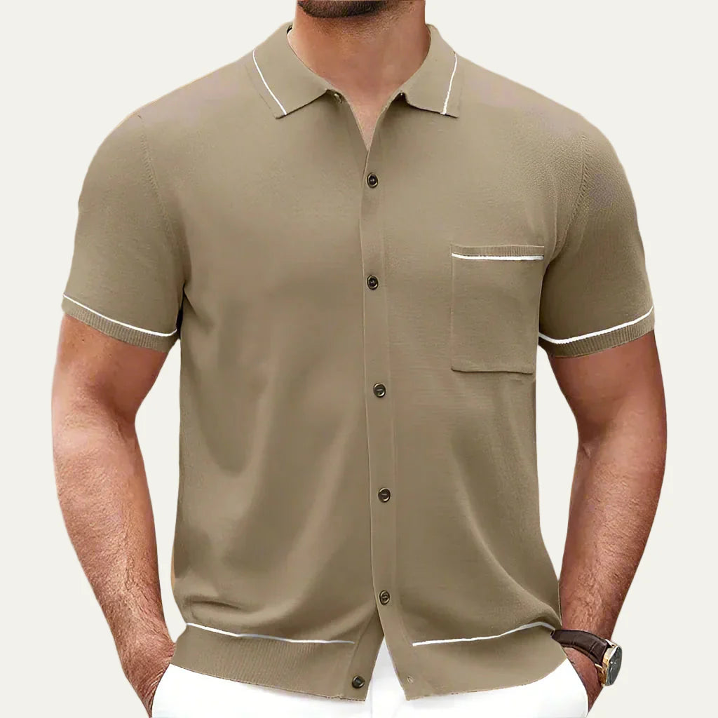 Men’s Knitted Full Button Polo Shirt