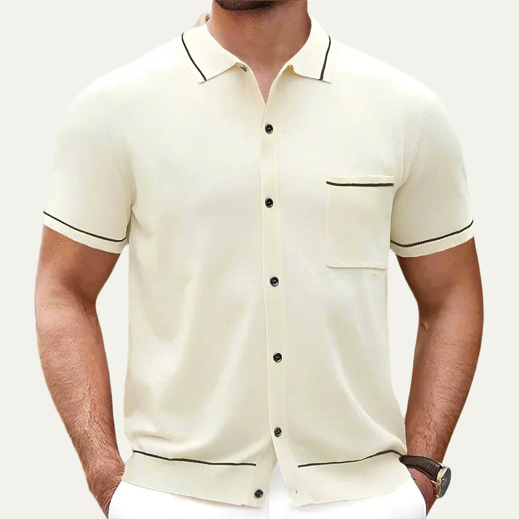 Men’s Knitted Full Button Polo Shirt